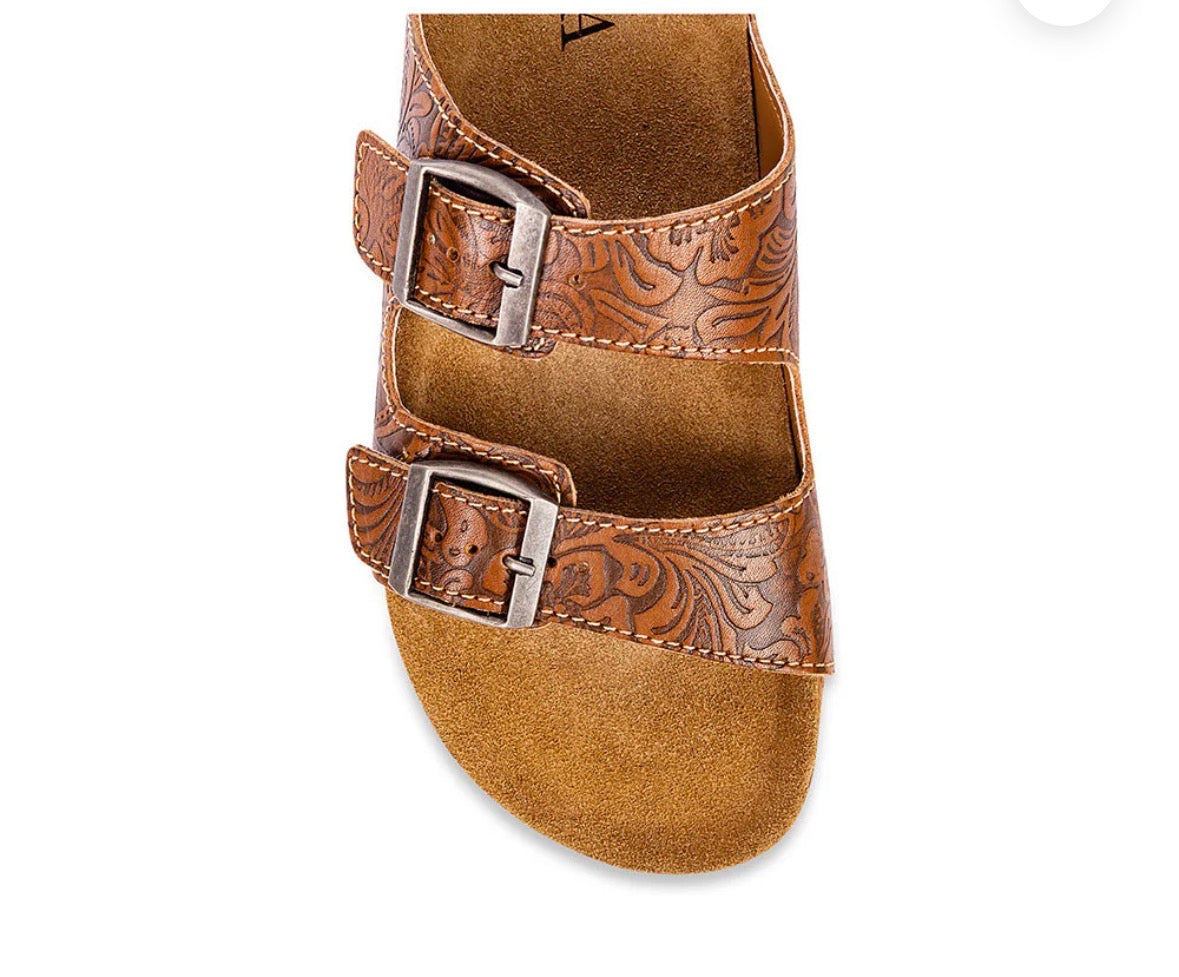 Maggie Embossed Leather Sandles