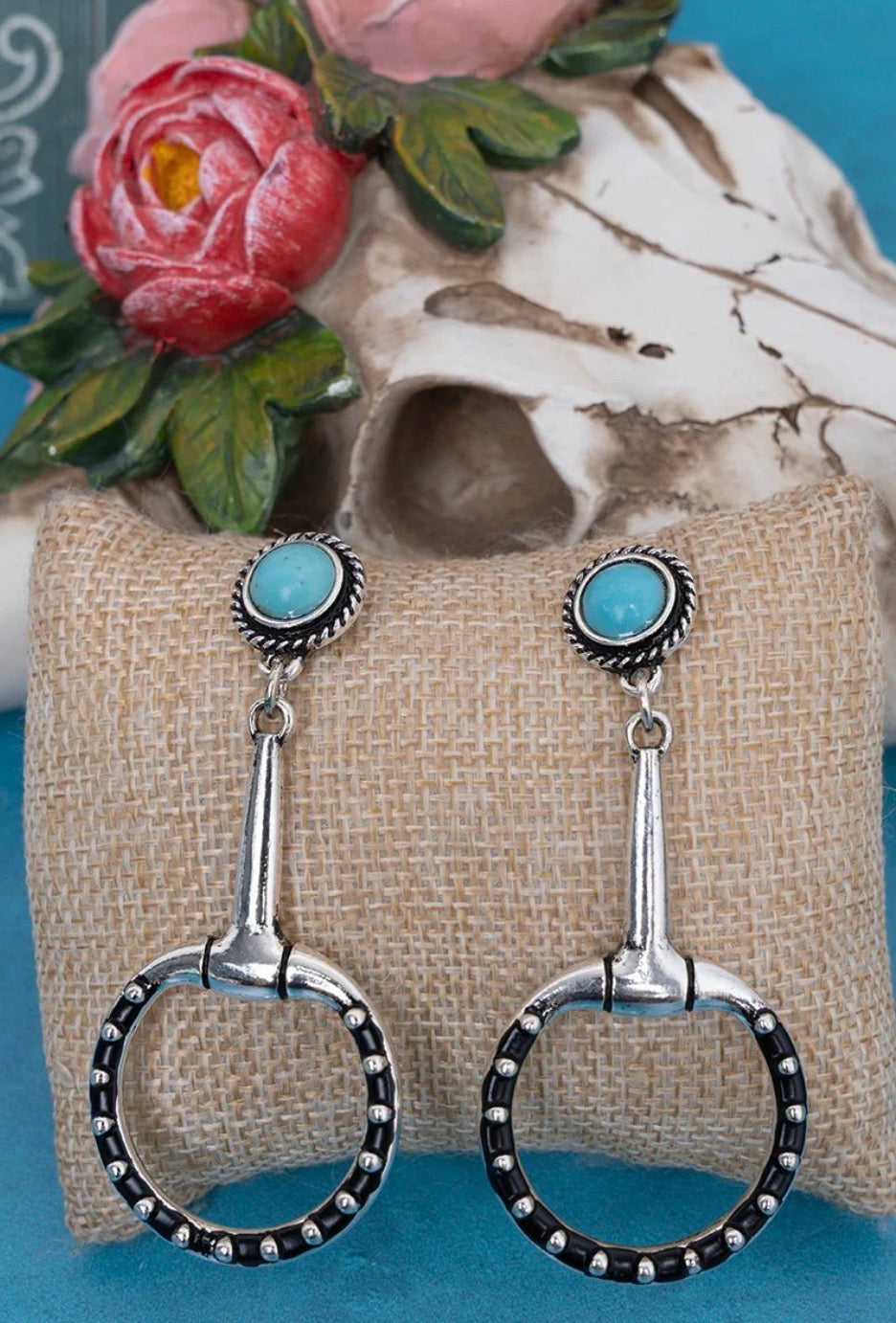TURQUOISE LEXINGTON LUXE SILVERTONE EARRINGS