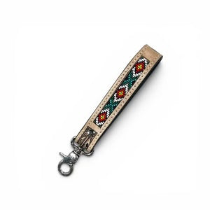 Aztec Tooled Leather Wristlet Strap