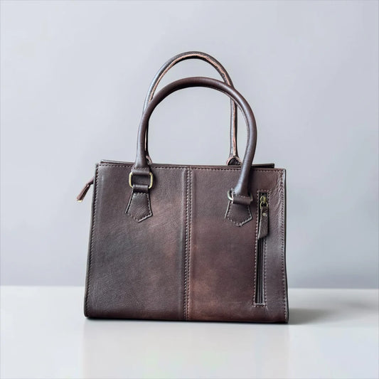 RUST TOOLED LEATHER BUCKLE CROSSBODY BAG