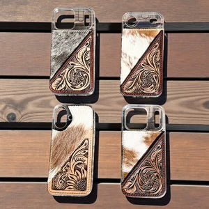 Tooled Leather & Cowhide iPhone 17 Case
