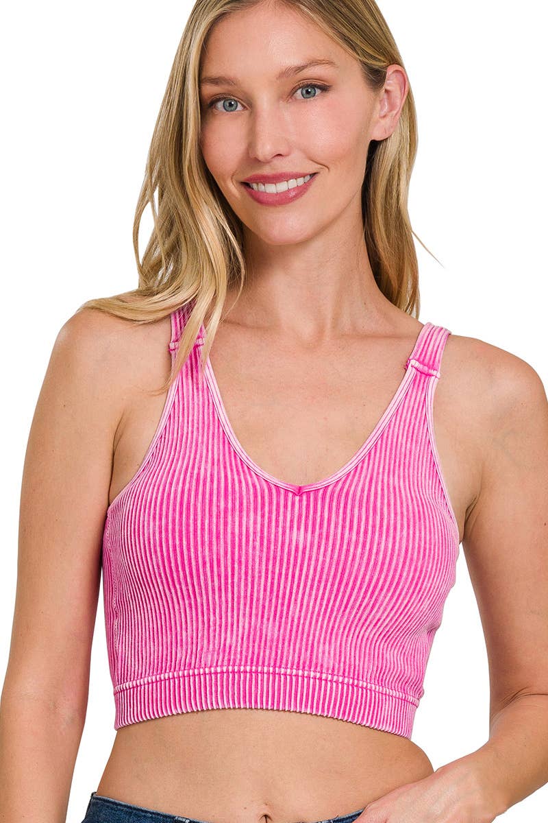 Premium washed seamless crop tank Bright Mauve