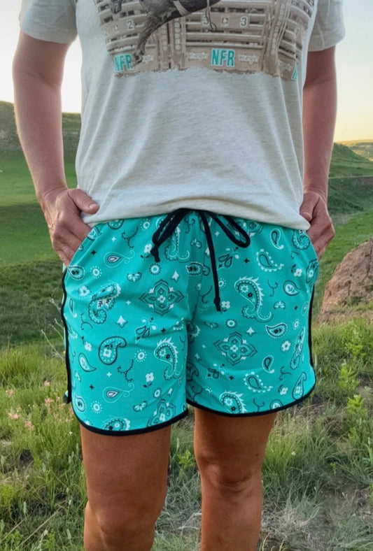 Bandana Babe Turquoise Shorts