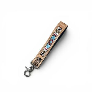 Aztec Tooled Leather Wristlet Strap