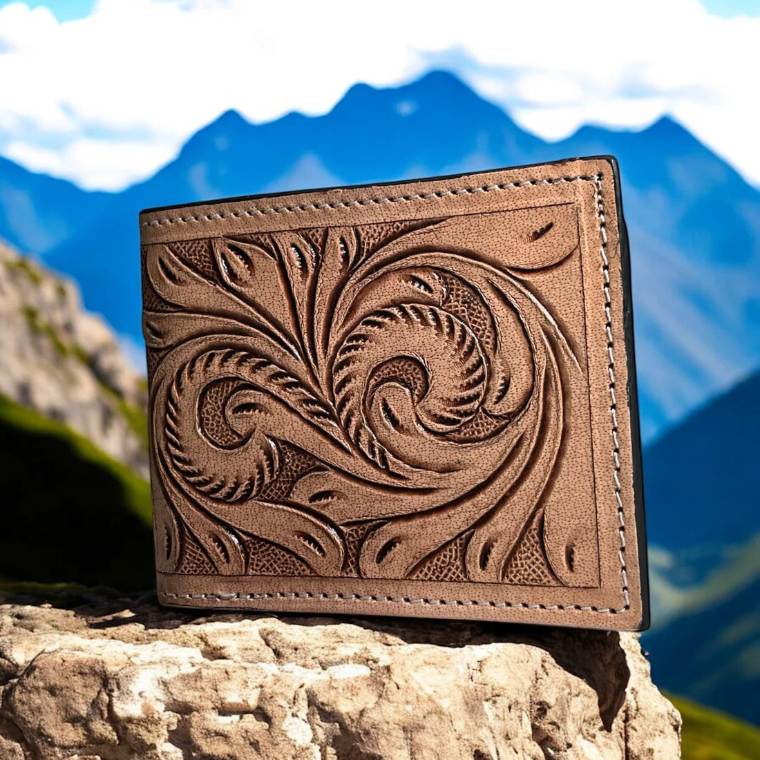 Ohio Tooled Leather Mens Wallet