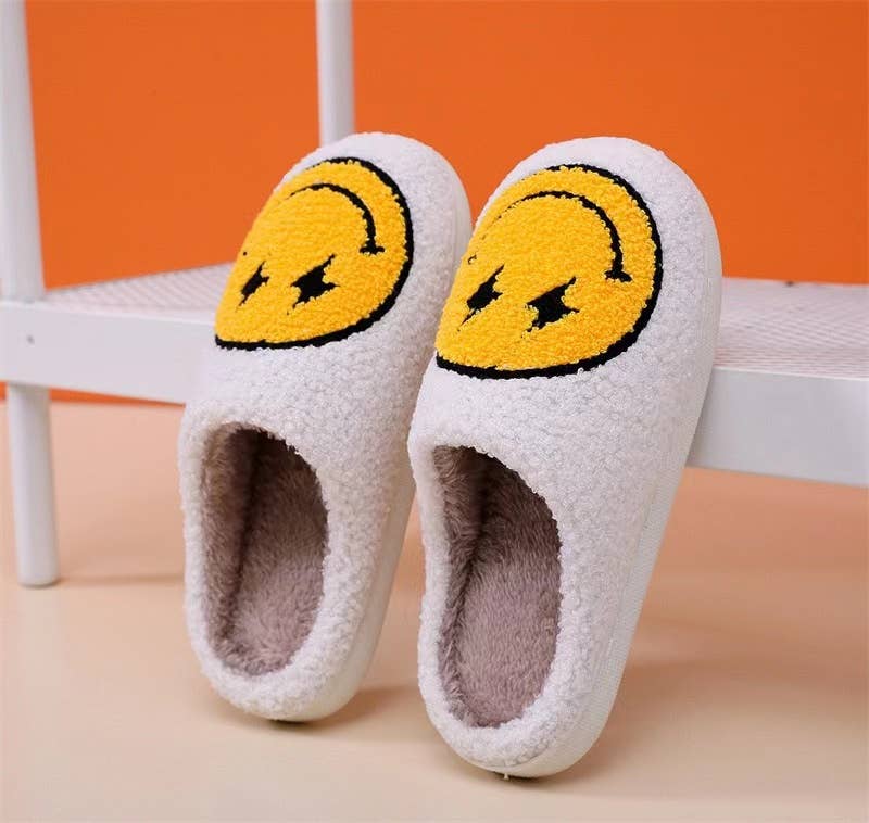 Lightning Face Fluffy Slippers