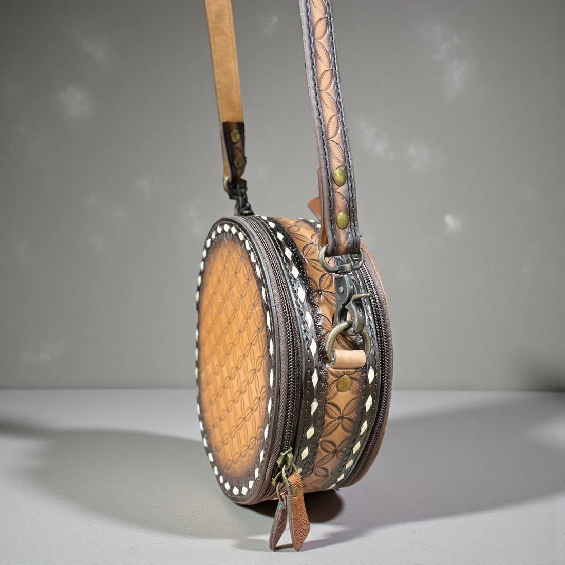 Tooled leather Canteen Bag