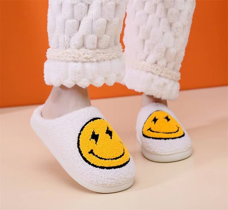 Lightning Face Fluffy Slippers