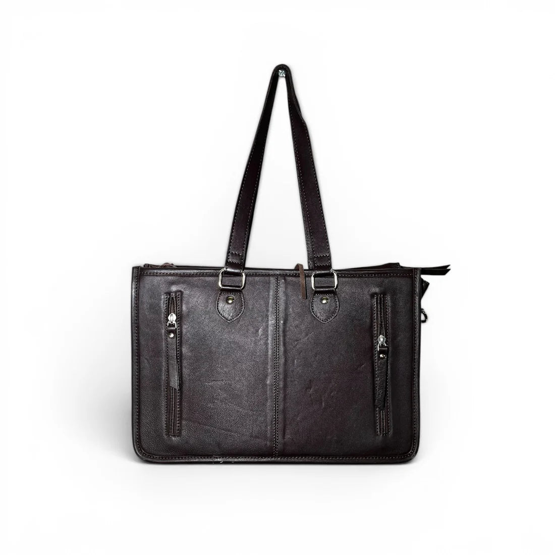 Brown Tooled Leather Tote Bag