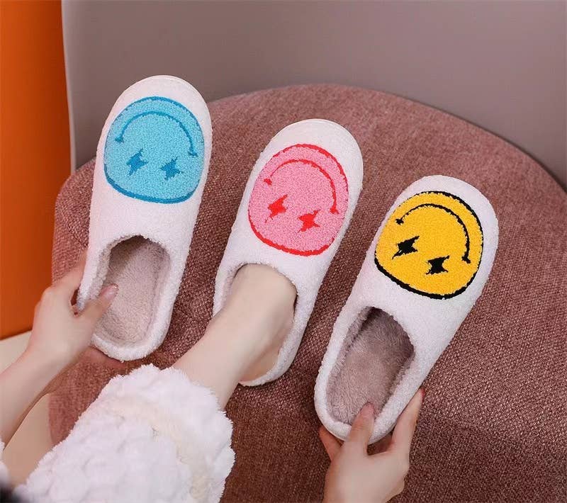Lightning Face Fluffy Slippers