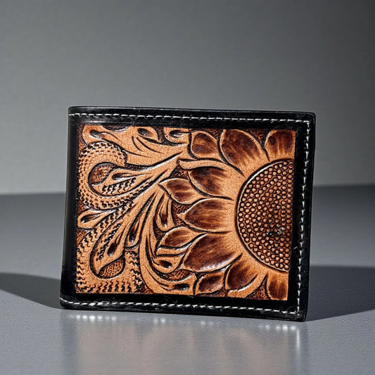 SUNFLOWER TOOLED LEATHER WALLET