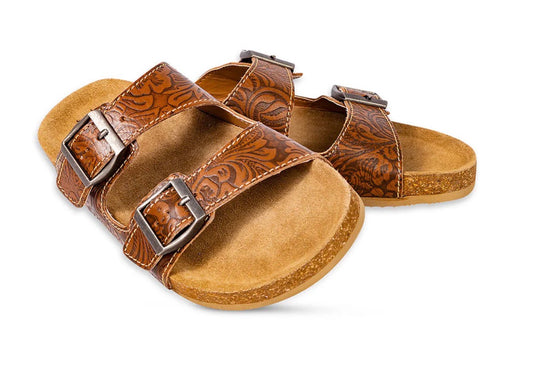 Maggie Embossed Leather Sandles