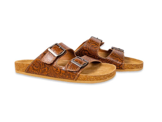 Maggie Embossed Leather Sandles