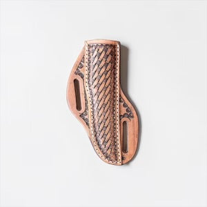 Basketweave Tooled Leather Knife Sheath