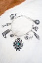 Rancho Turquoise & Silvertone Charm Bracelet
