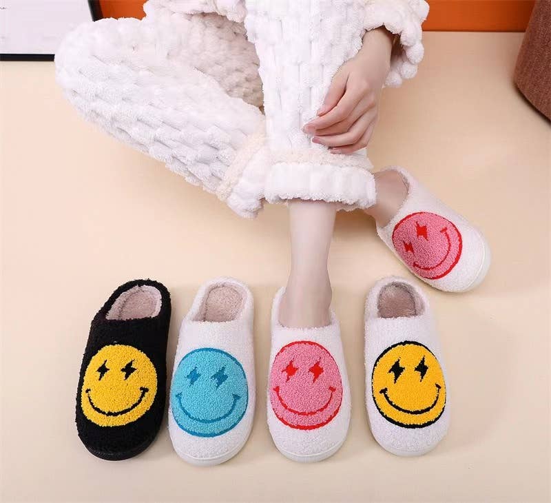 Lightning Face Fluffy Slippers