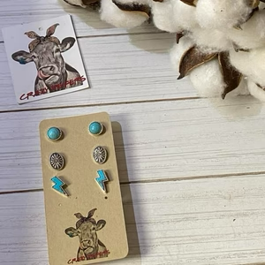 Turquoise Stud Sets 3-Pairs