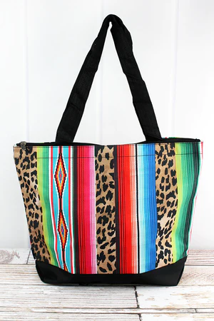 WILD SERAPE WITH BLACK TRIM TOTE BAG