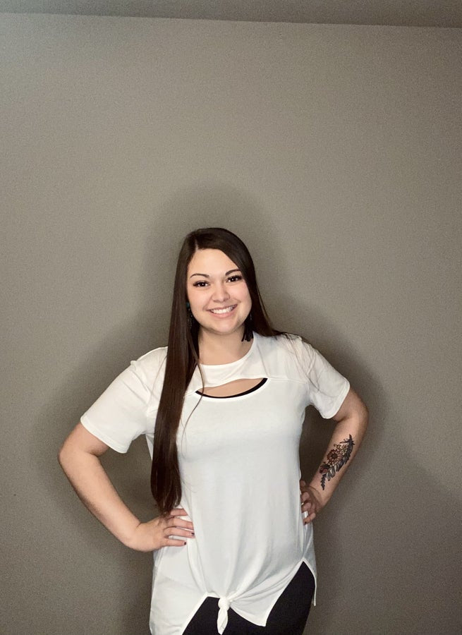 Ivory Short Sleeve Top With Front Neck Detail