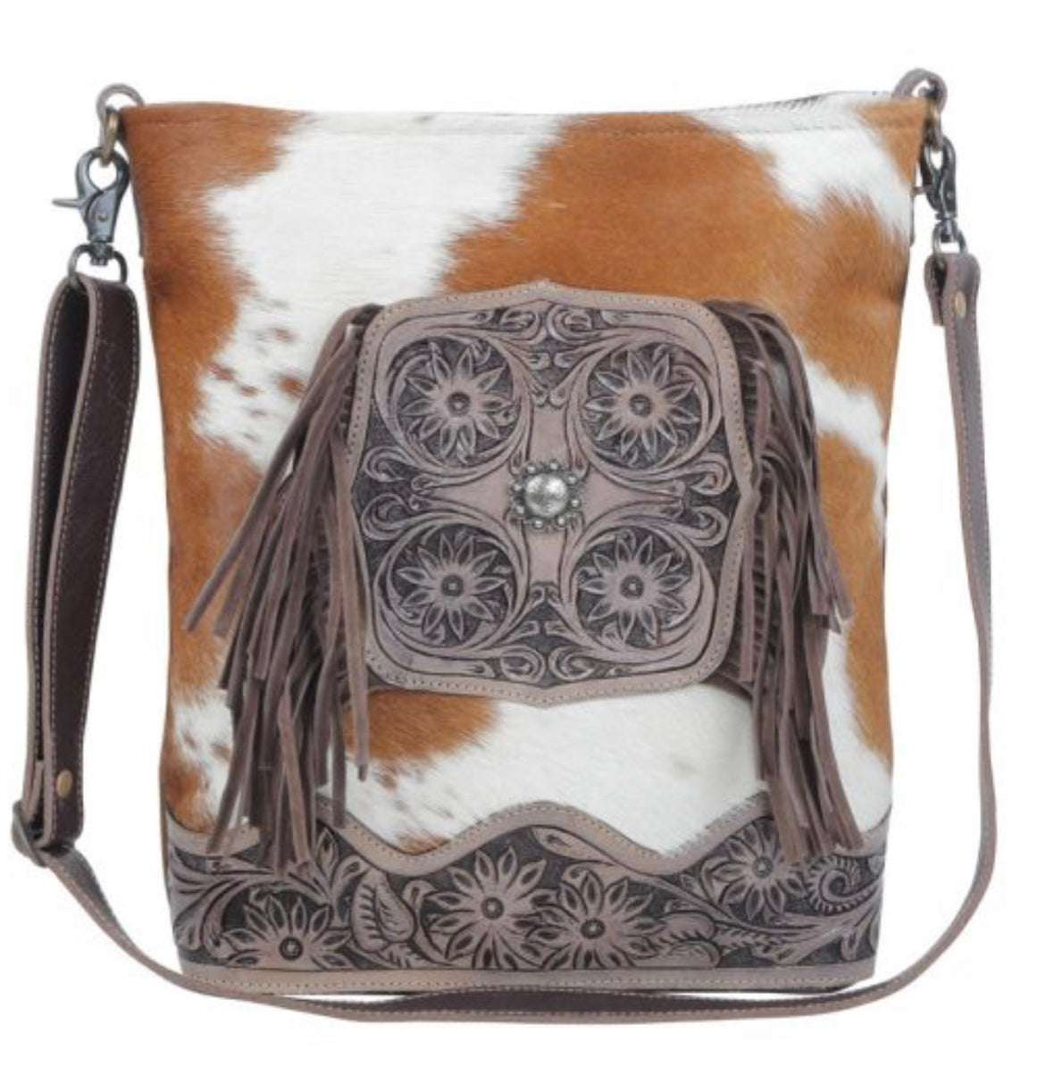 "Earthen splashes Hand-Tooled Bag"